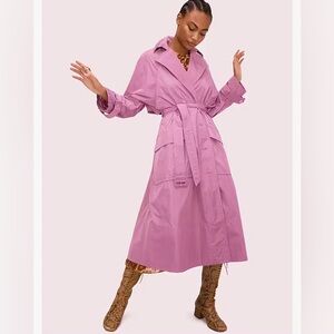 🔥🔥🔥NEW Kate Spade Taffeta Tie Waist Purple Trench Coat Jacket